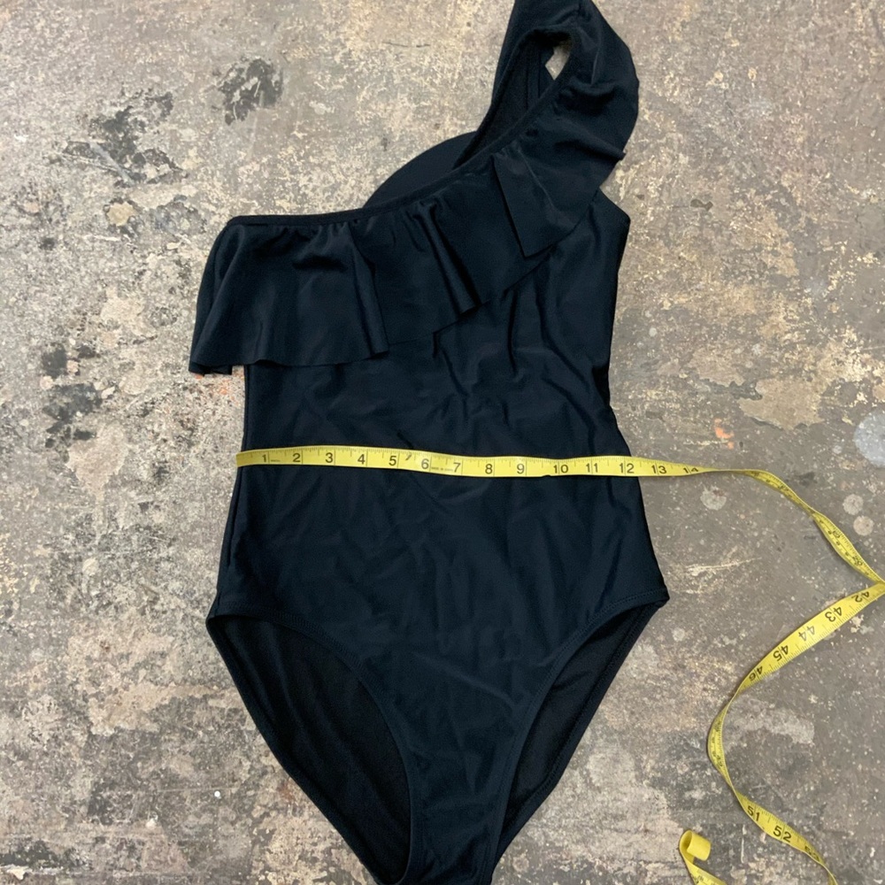 Old Navy Black Ruffled One-Shoulder Swimsuit for Women Small - OBO - Picture 4 of 6